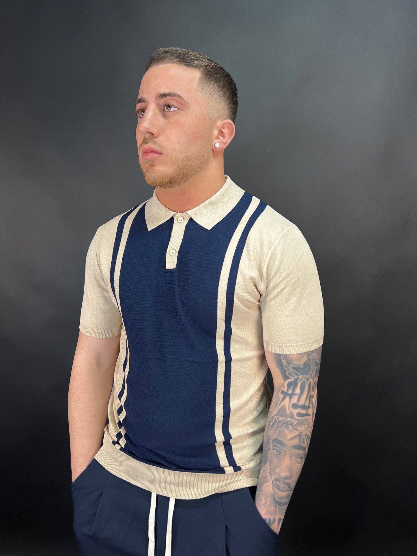 Polo parker beige e blu