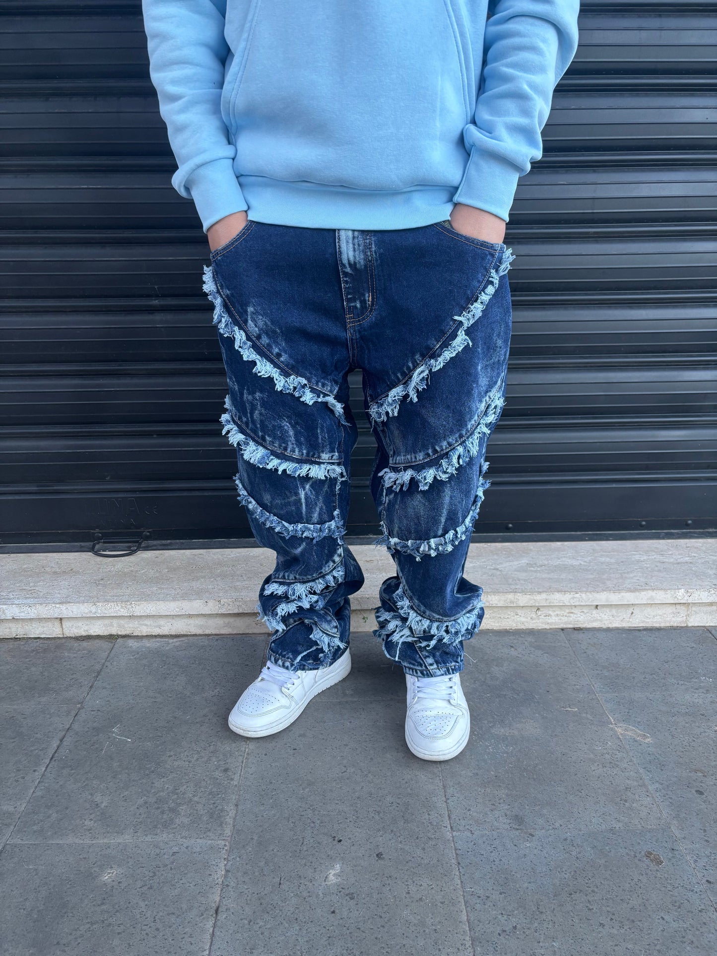 Jeans sfrangiato blu oz