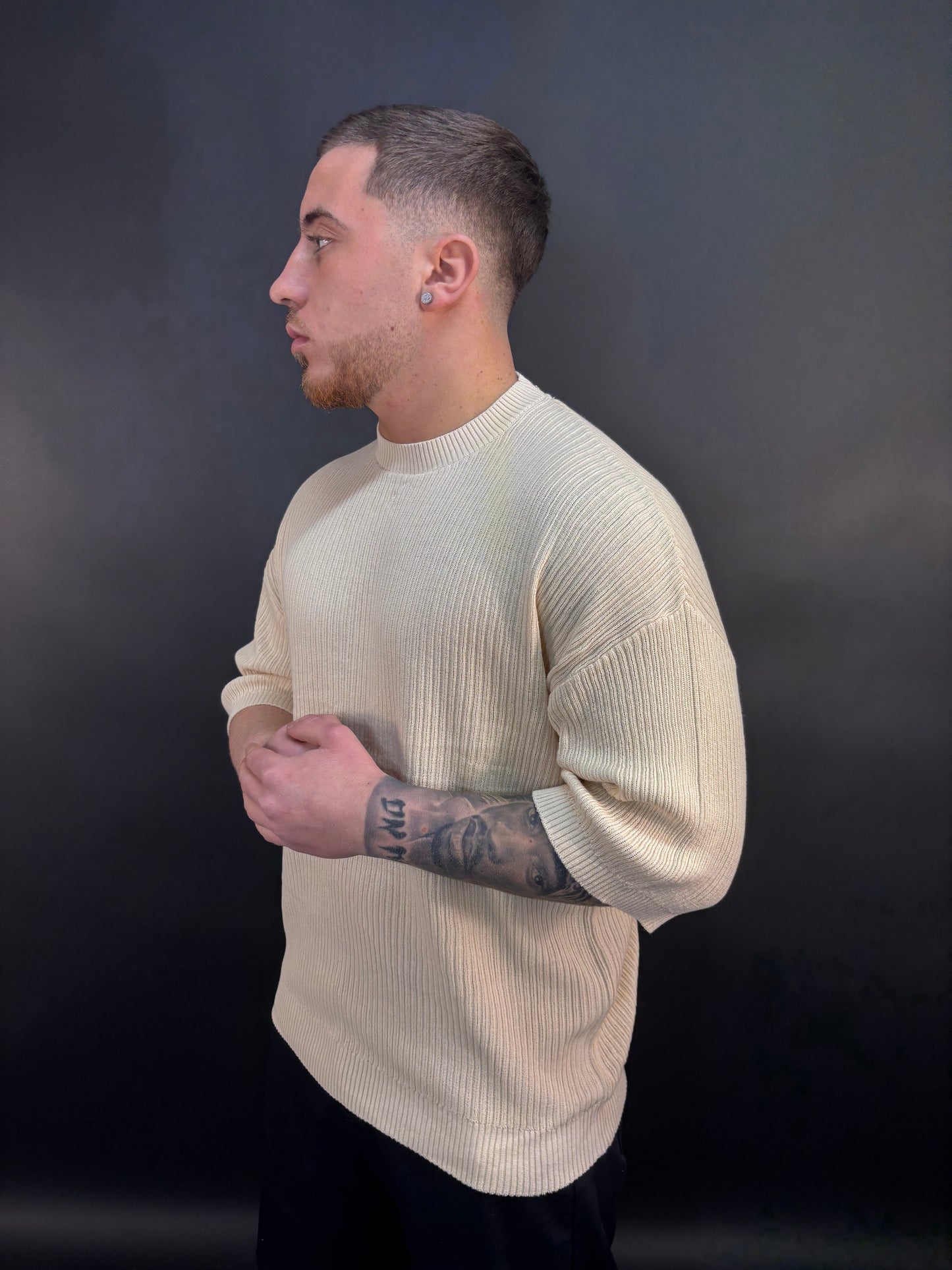 Maglia a coste beige