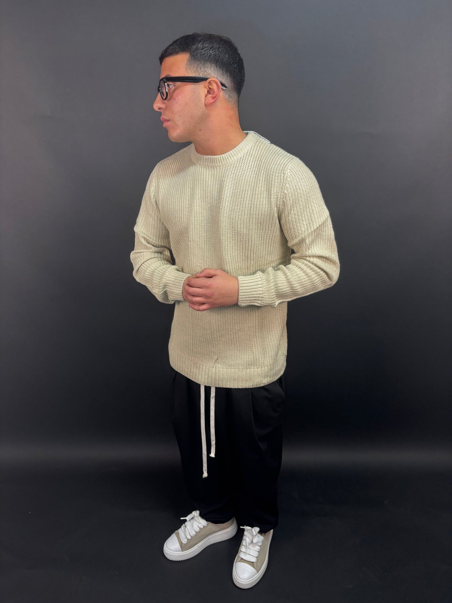 Maglione in lana beige