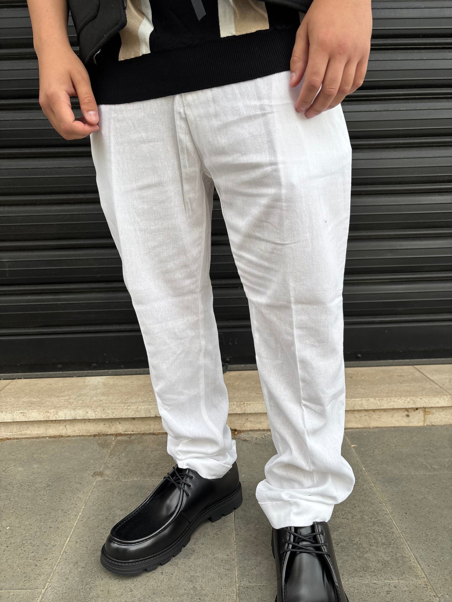 Pantalone elegante bianco lino