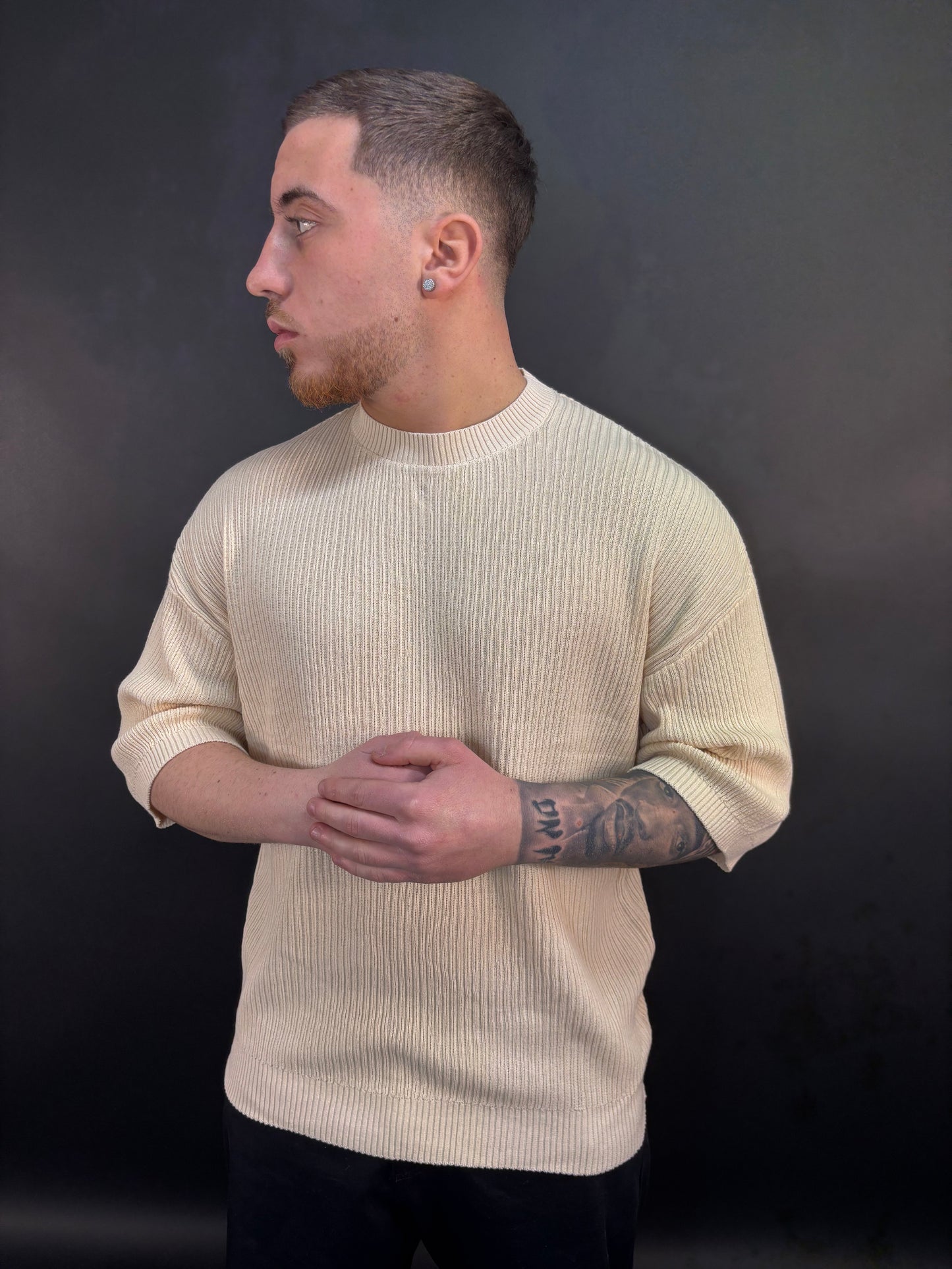 Maglia a coste beige