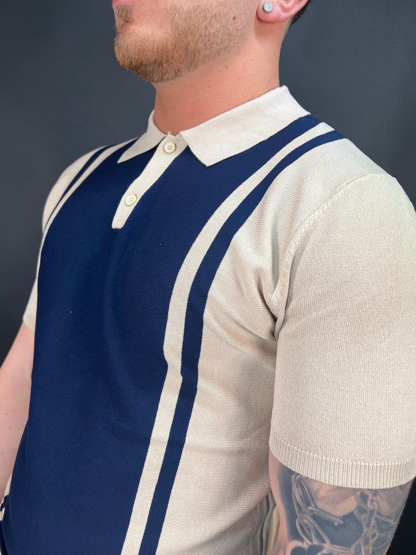Polo parker beige e blu