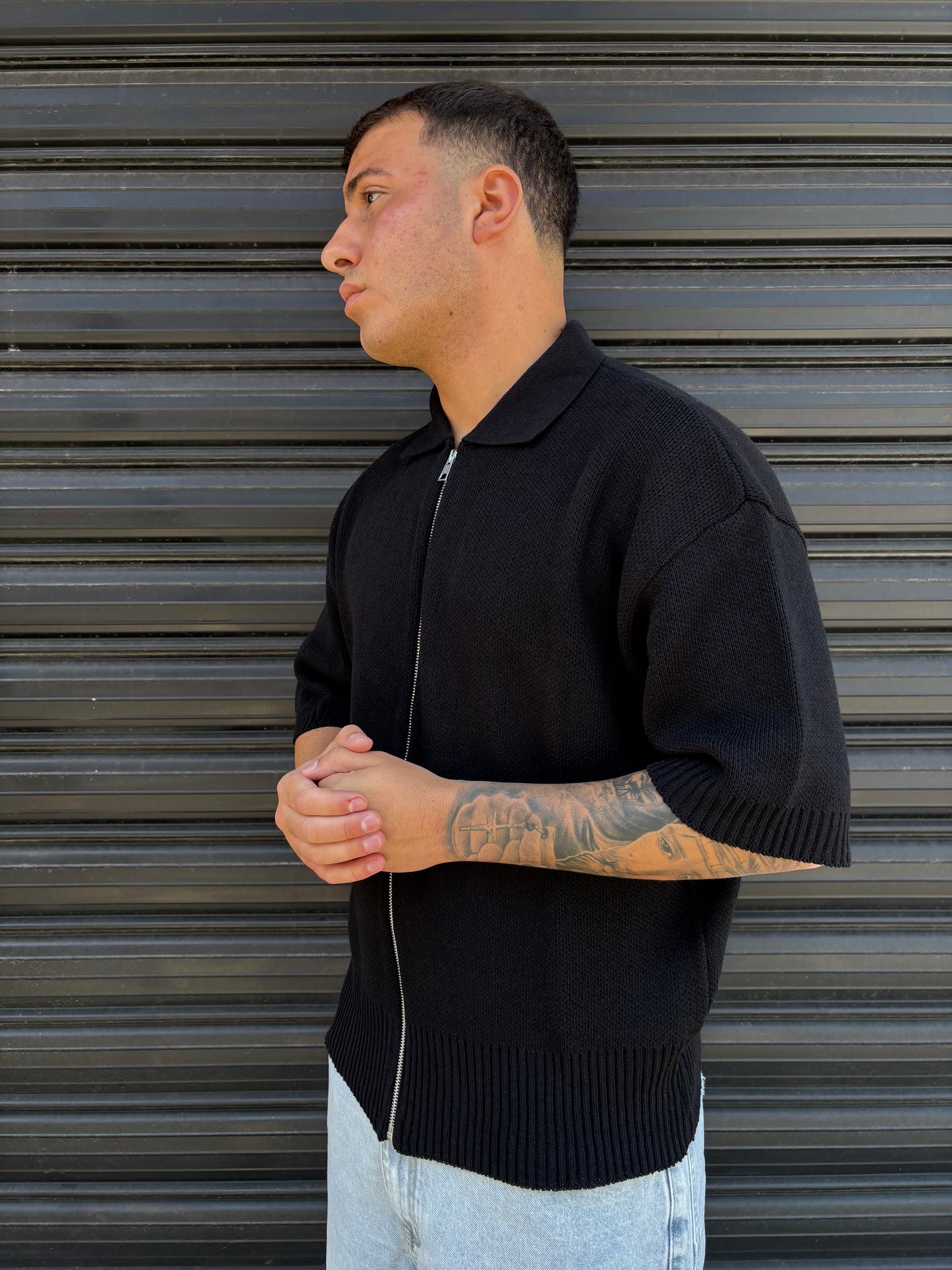 Maglia zip completa nera