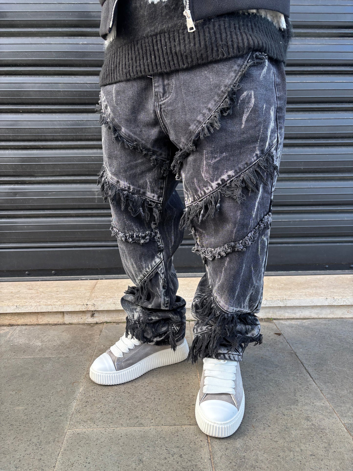 Jeans sfrangiato nero oz