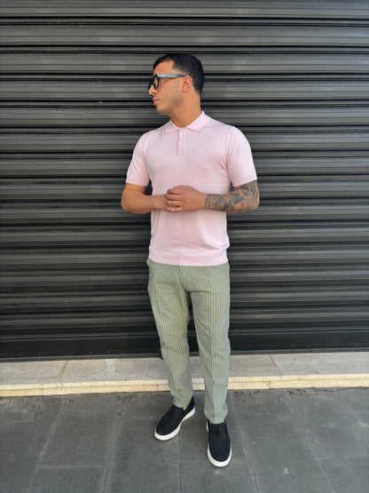 Pantalone a righe verde e bianco