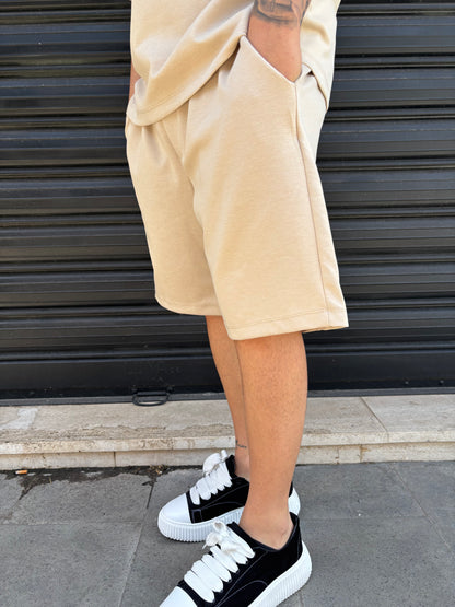 Completo premium polo e pantaloncino camel