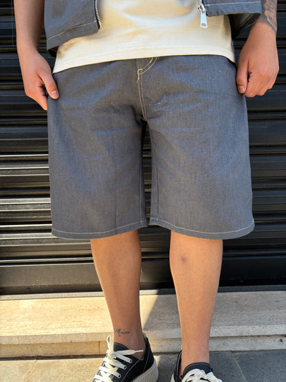 Completo corto in jeans grigio chiaro