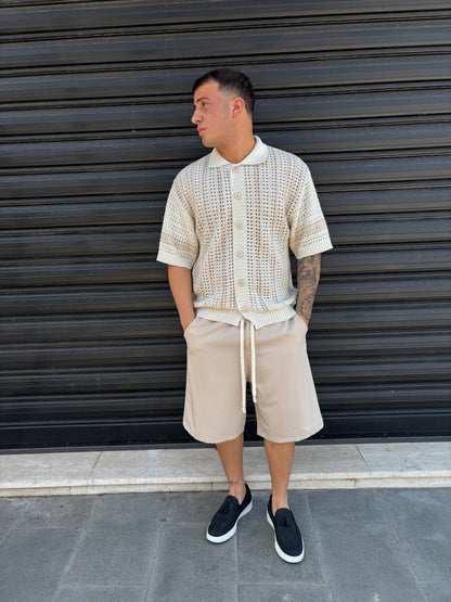 Polo over traforata beige