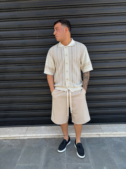 Polo over traforata beige