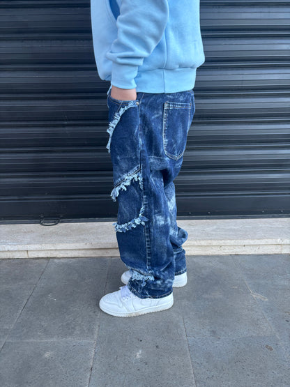 Jeans sfrangiato blu