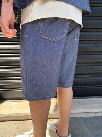 Completo corto in jeans grigioblu