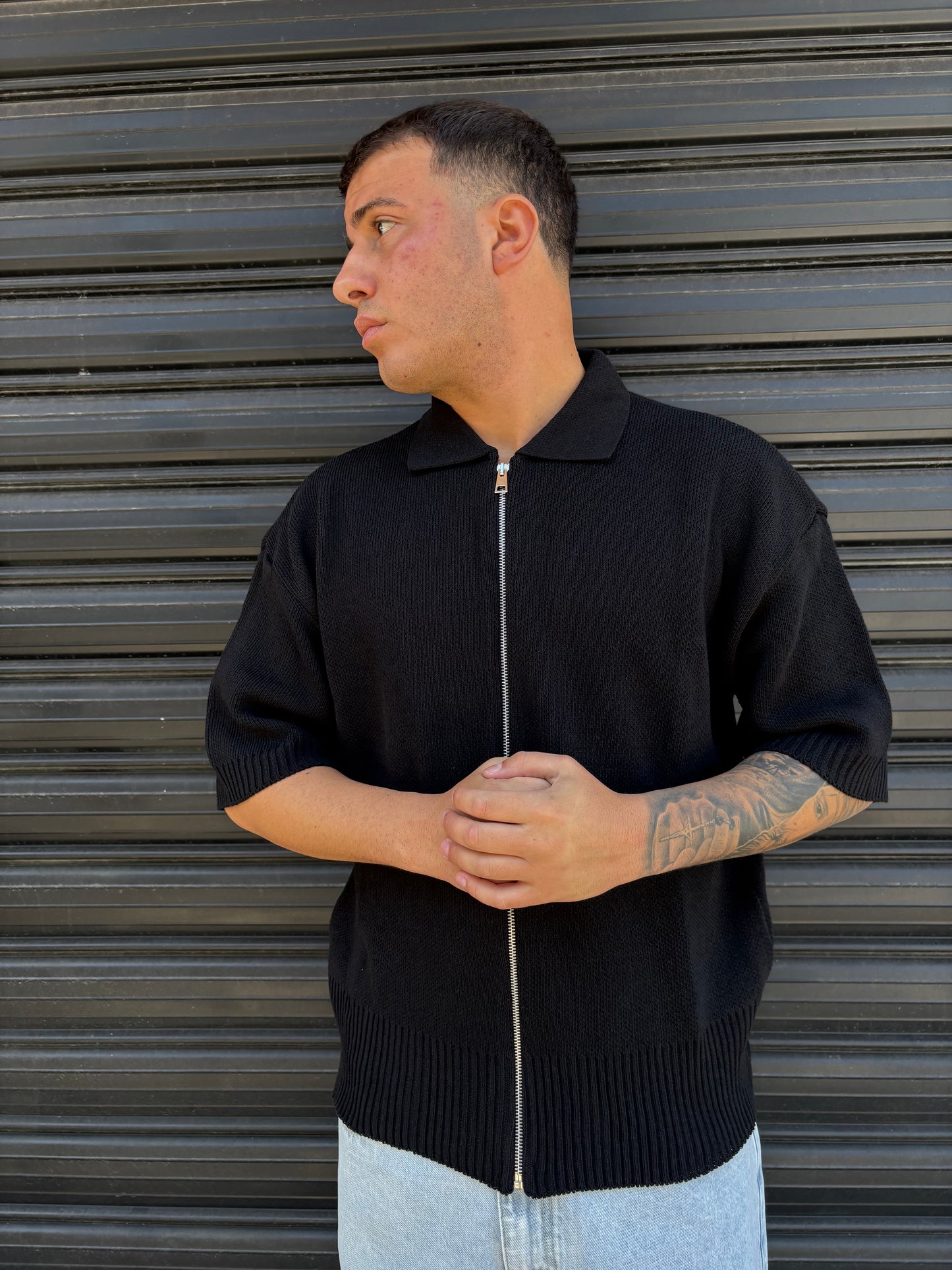 Maglia zip completa nera