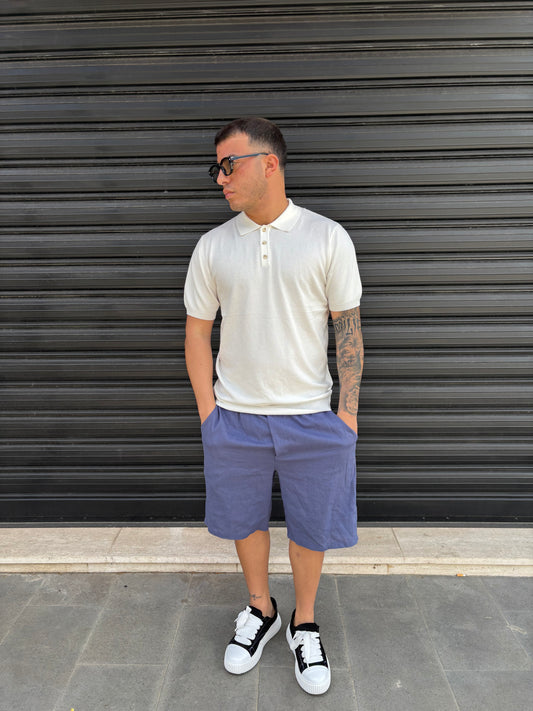 Pantaloncino blu lino