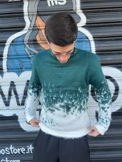 Maglione verde e bianco