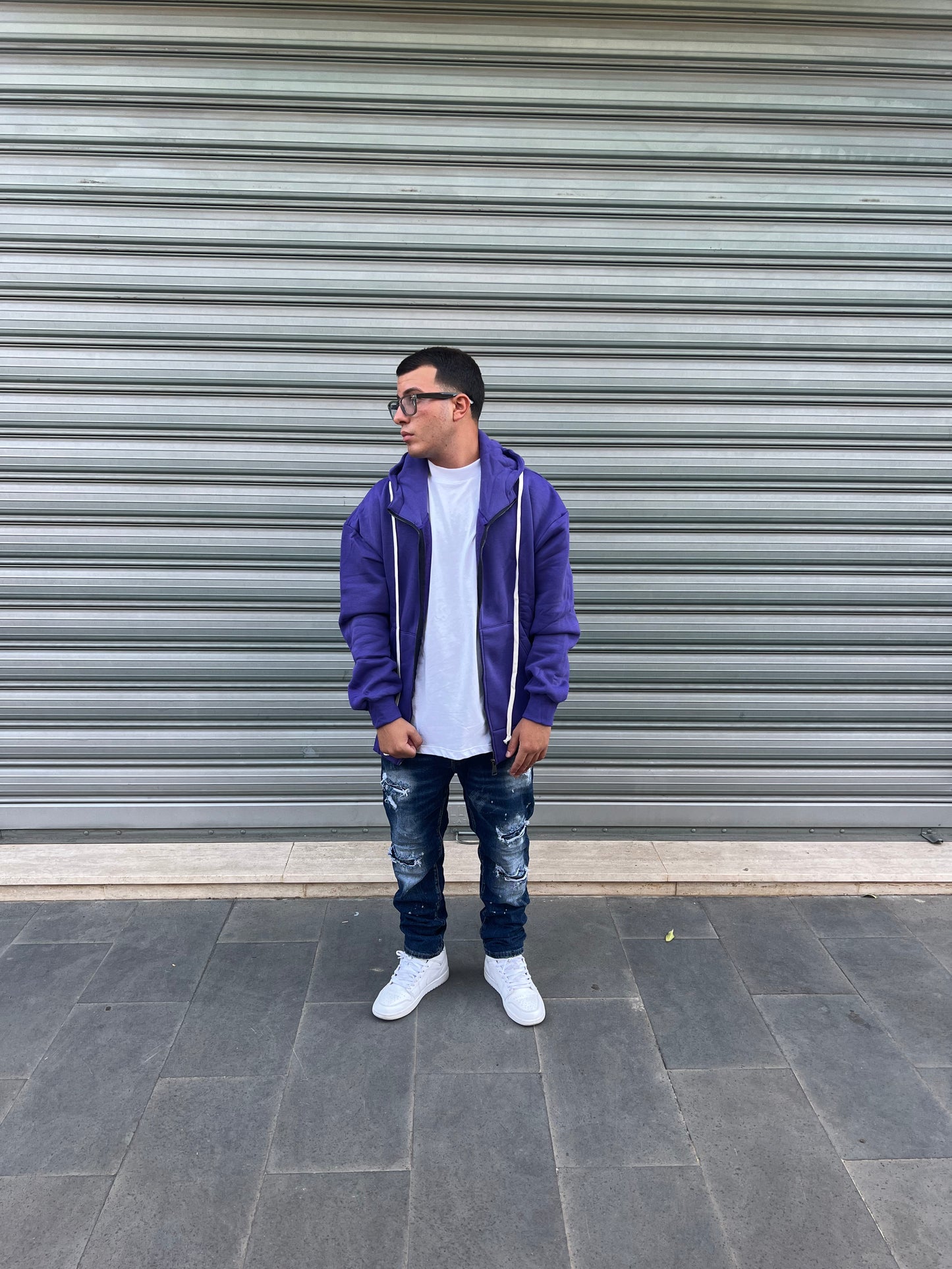 Felpa zip viola