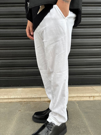 Pantalone elegante bianco lino