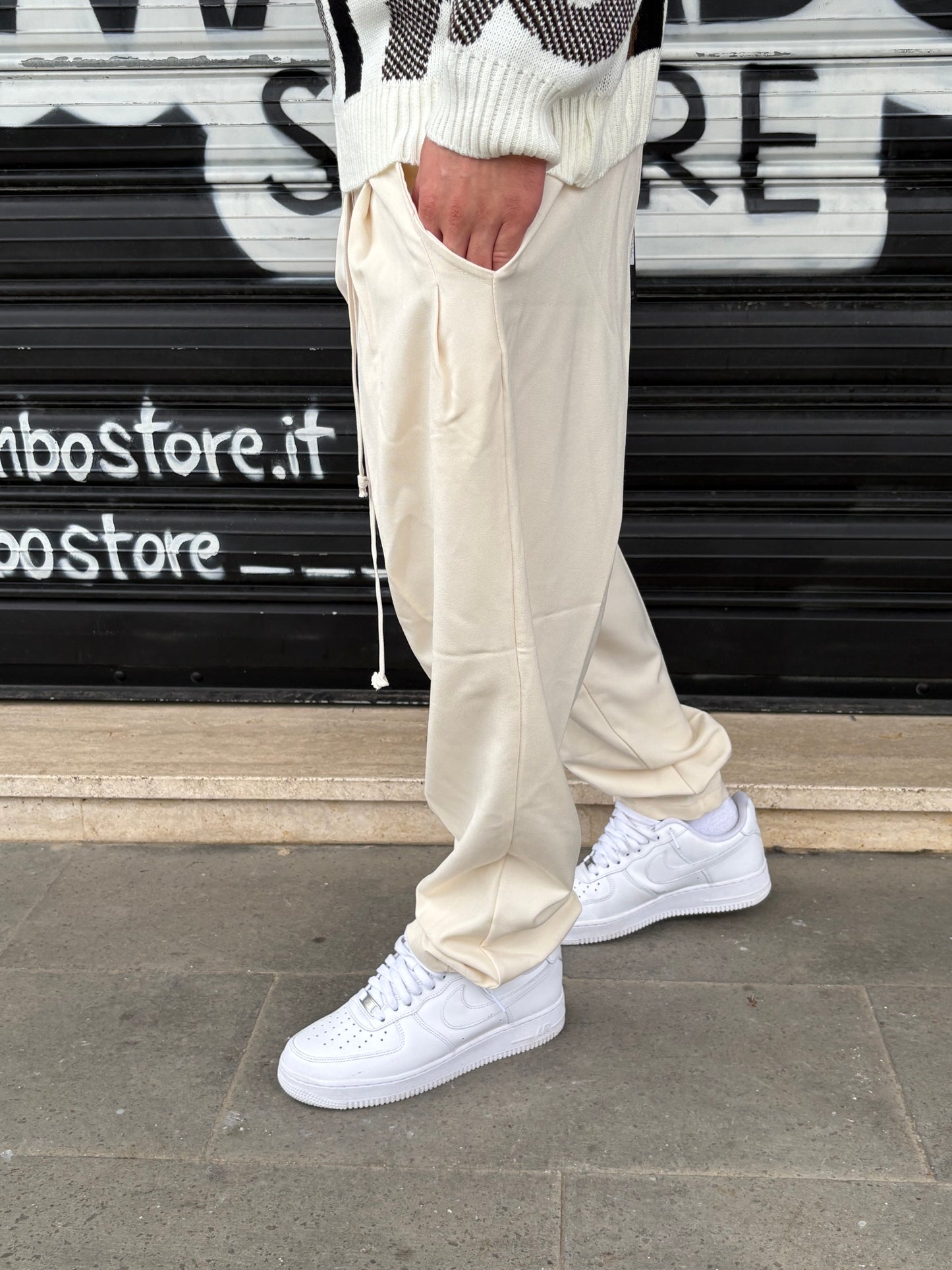 Pantalone elegante panna