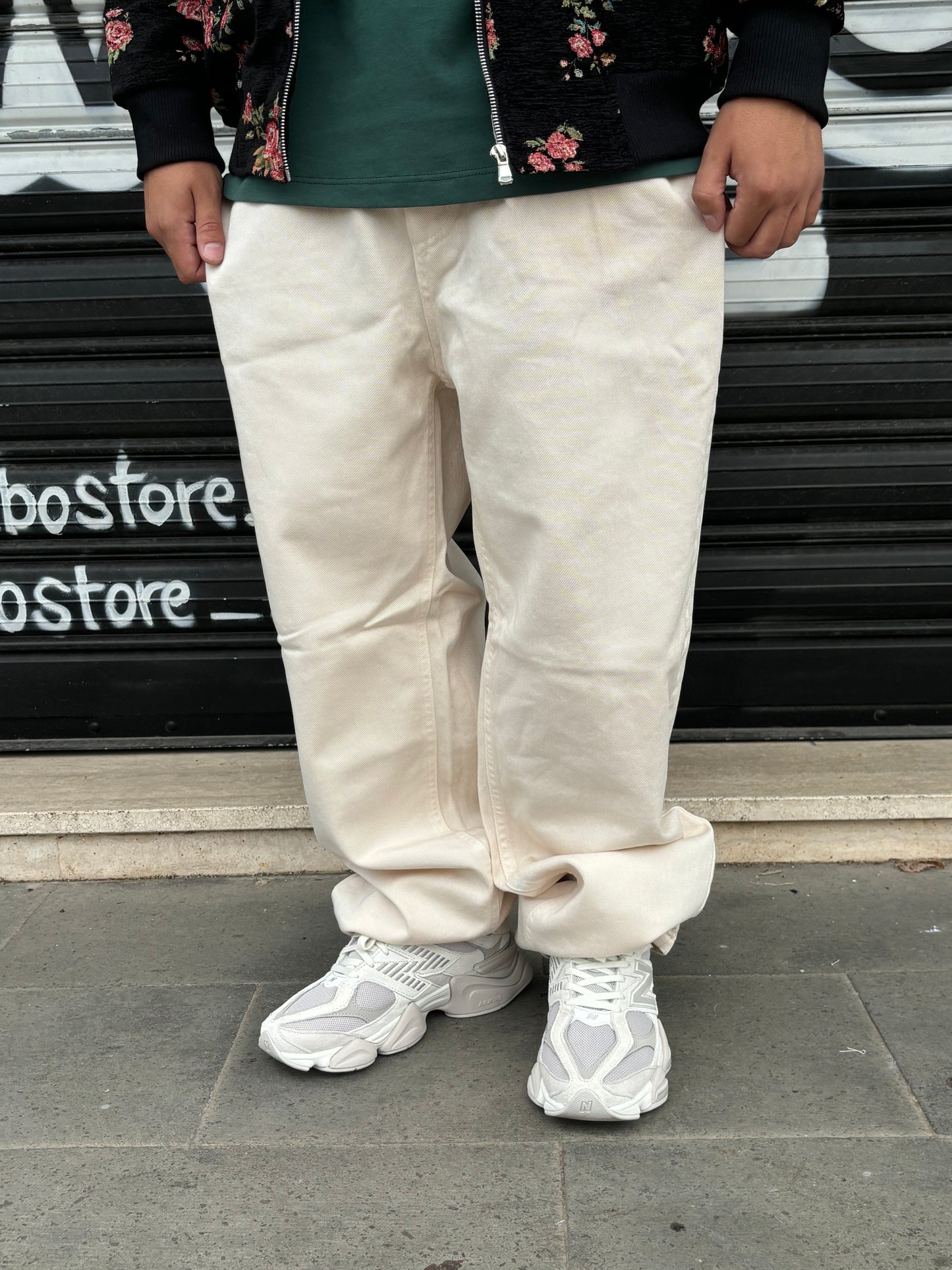 Pantalone con elastico beige chiaro