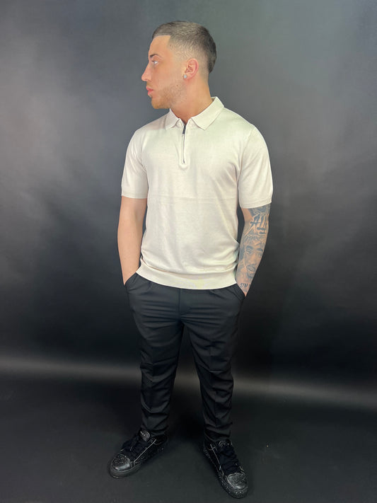 Polo luxury con zip beige