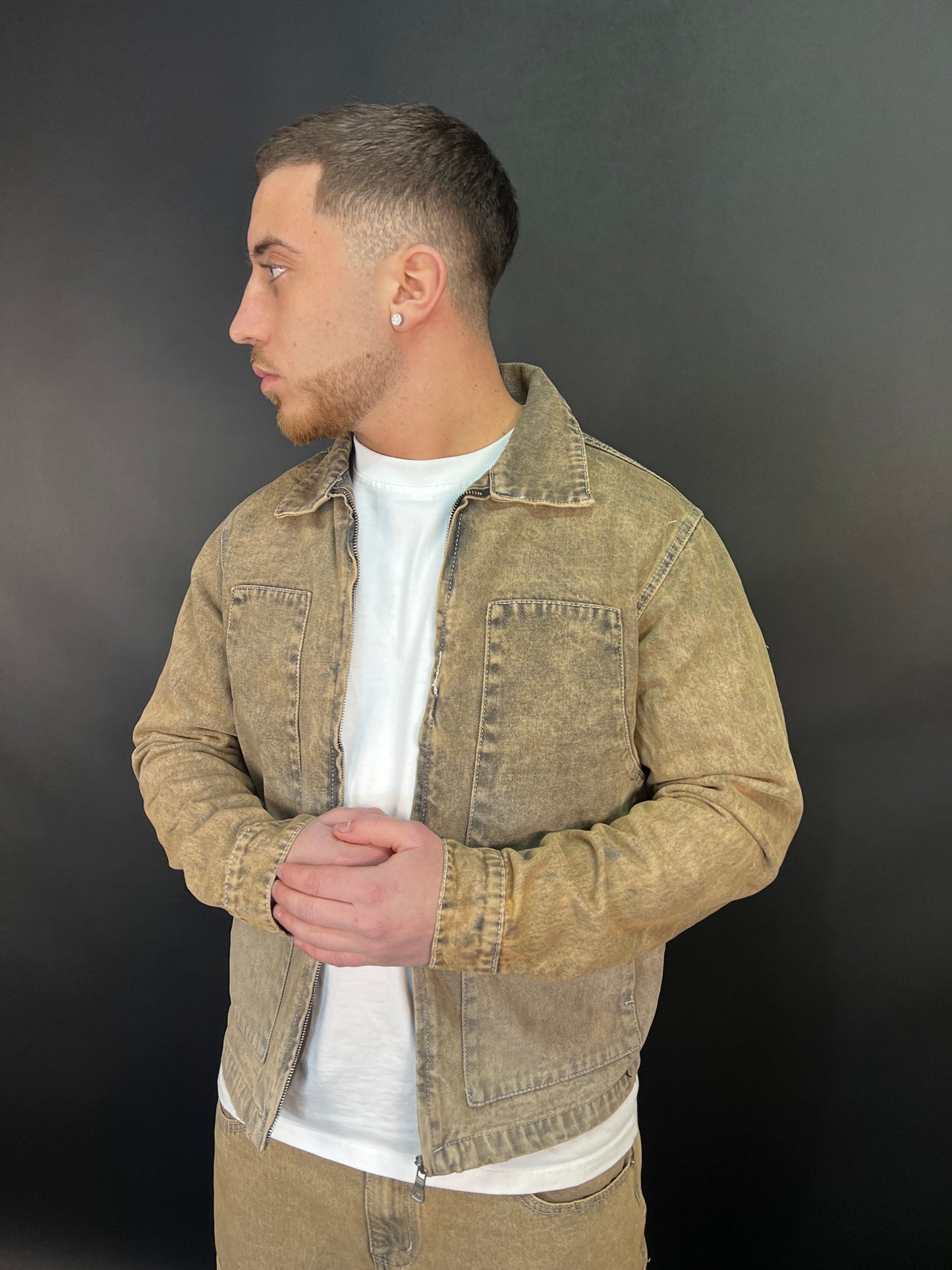 Completo in jeans marrone
