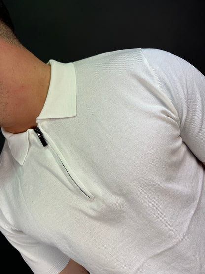 Polo luxury con zip bianca