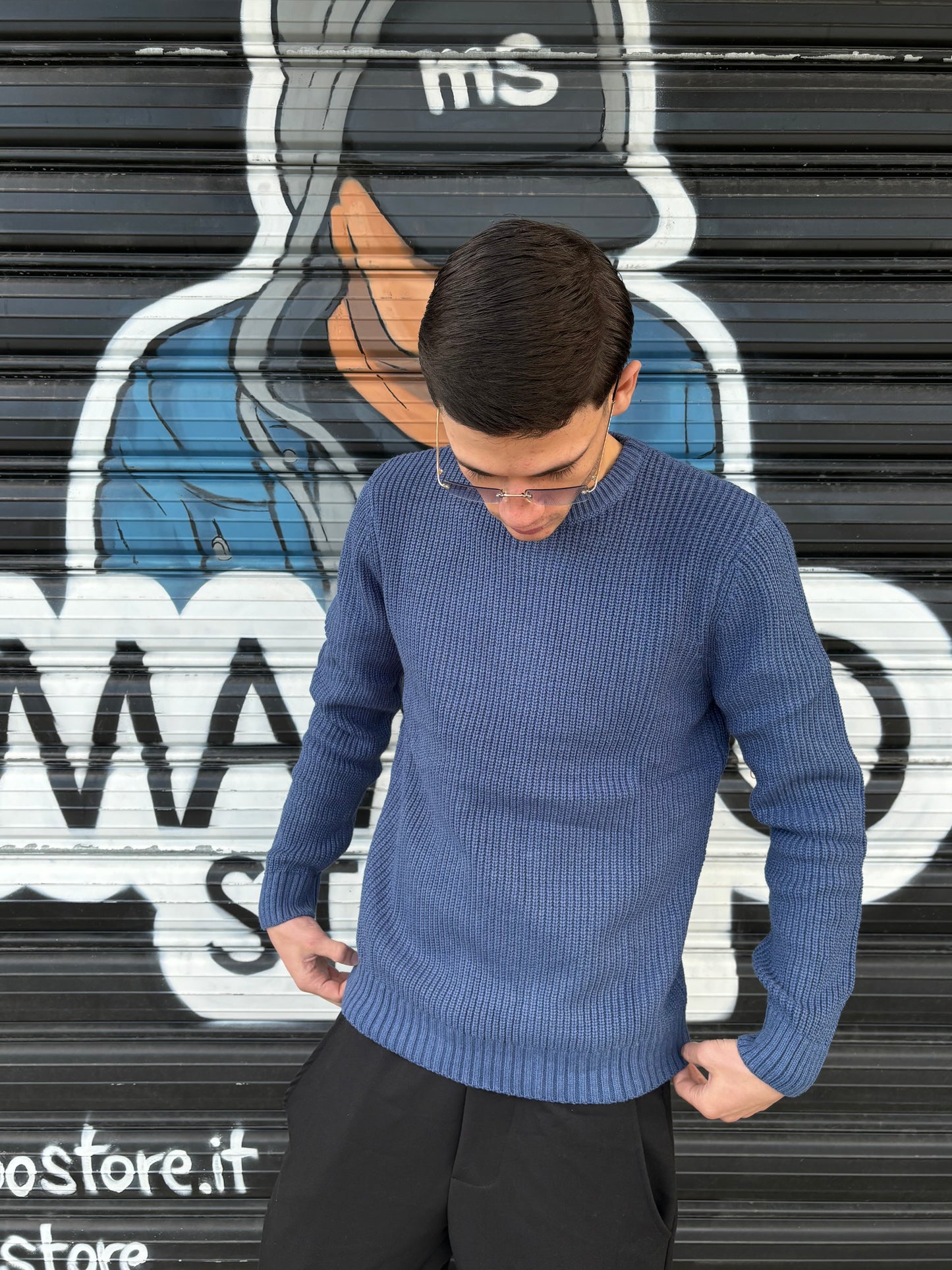 Maglione in lana blu