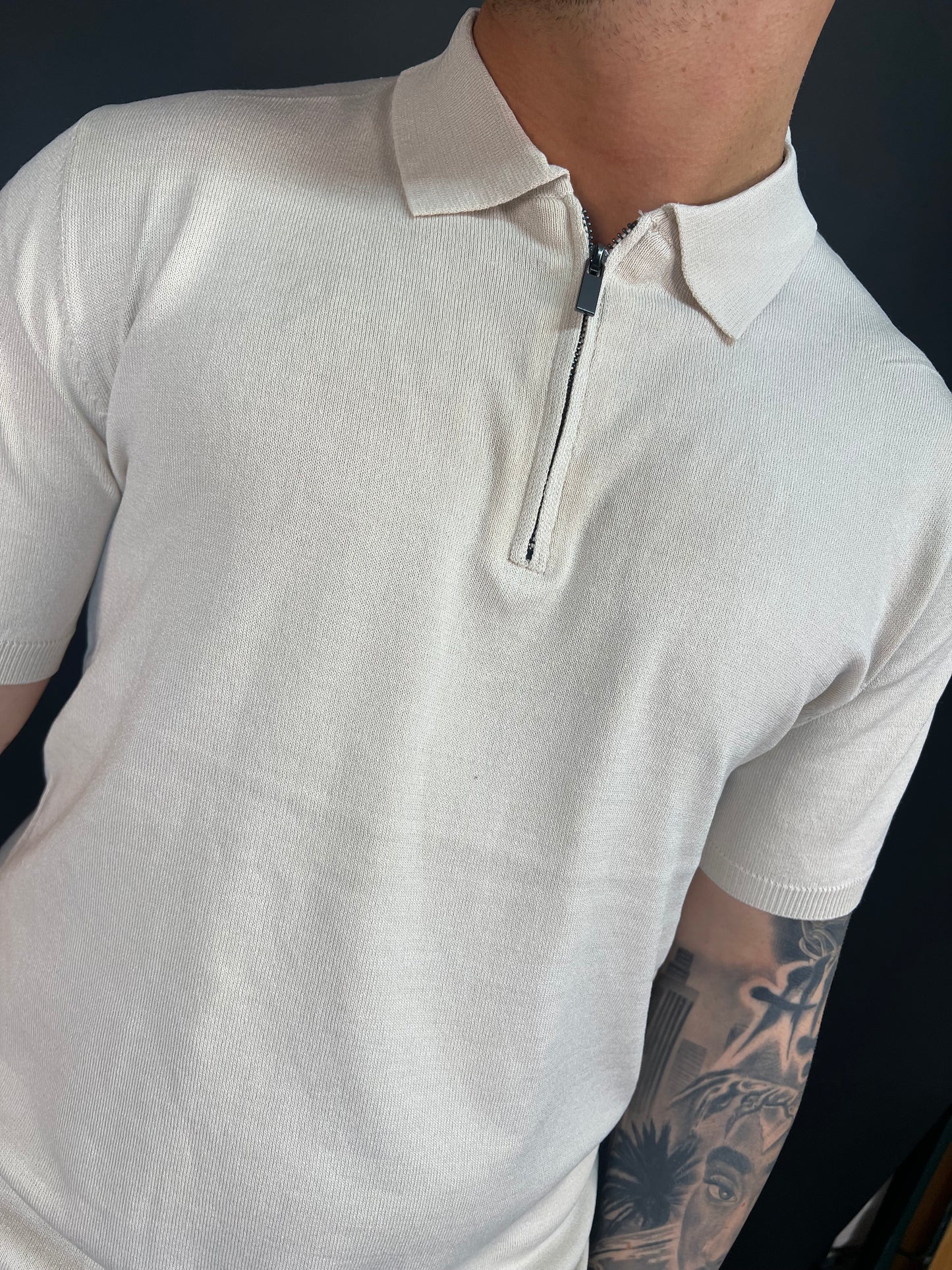 Polo luxury con zip beige