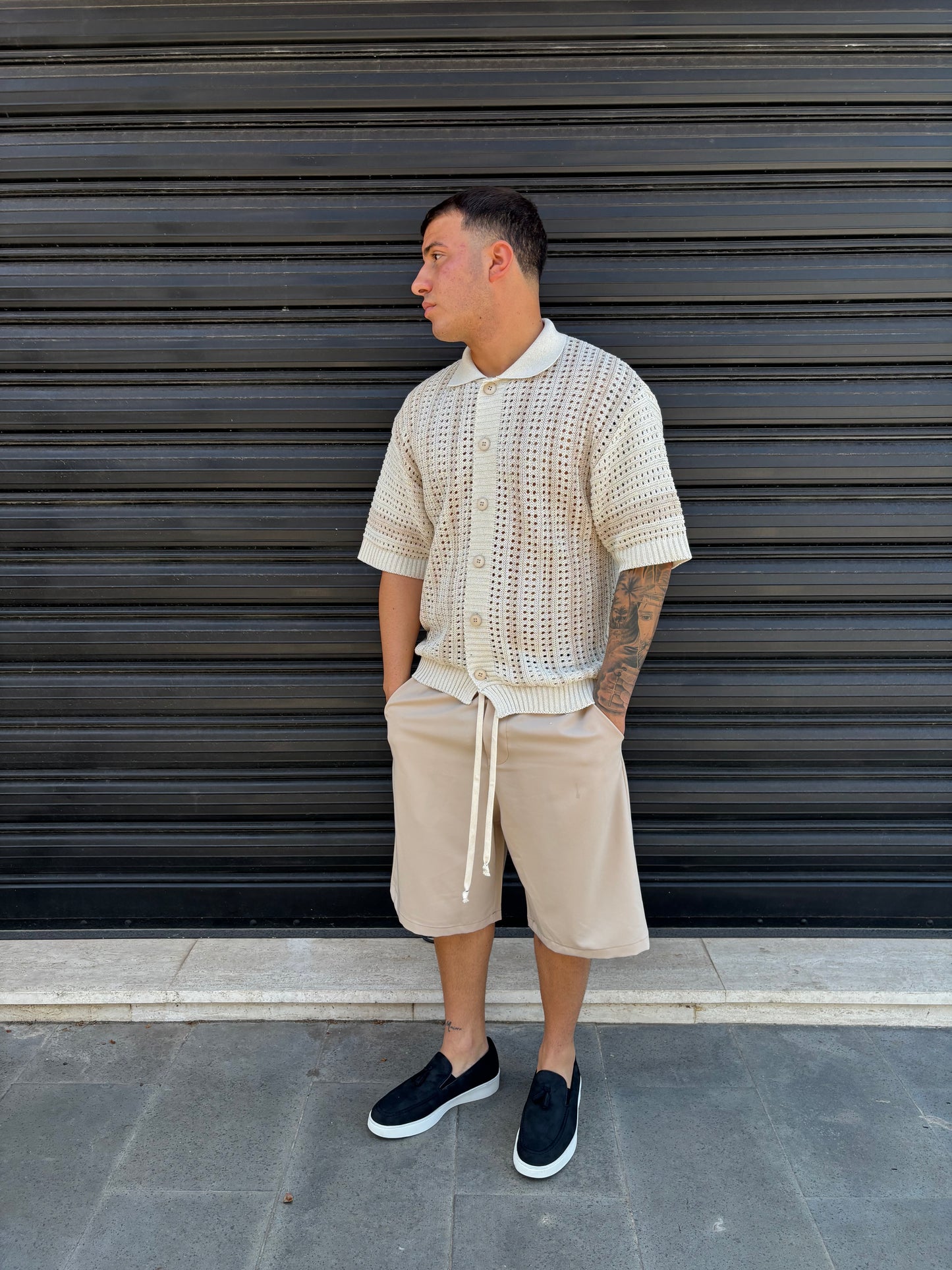 Polo over traforata beige