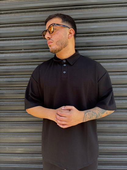 Completo premium polo e pantaloncino nero
