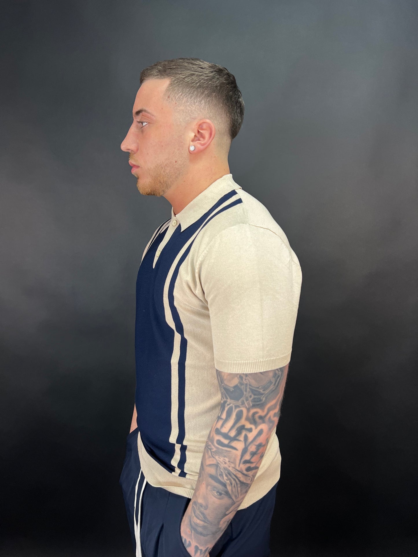 Polo parker beige e blu