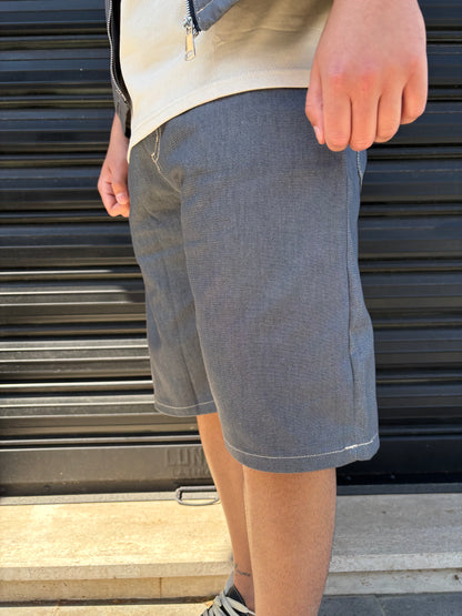Completo corto in jeans grigio chiaro