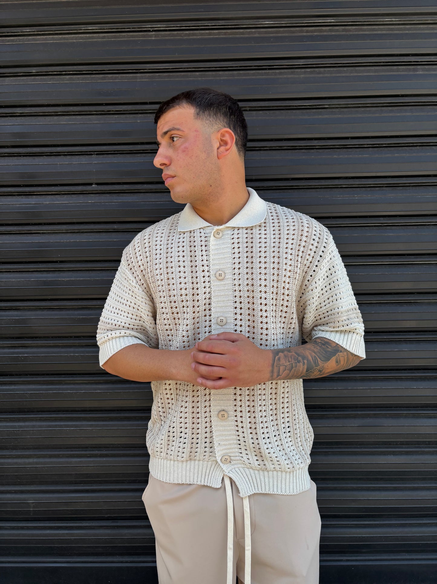 Polo over traforata beige