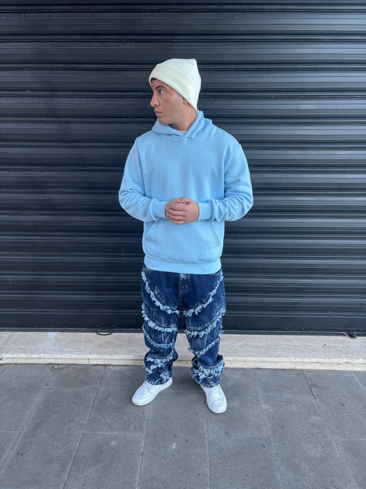 Jeans sfrangiato blu