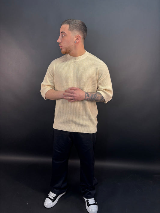 Maglia a coste beige