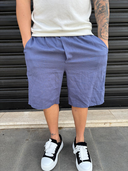 Pantaloncino blu lino