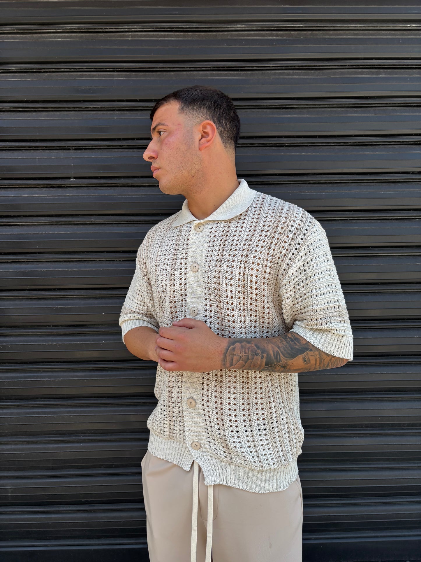 Polo over traforata beige